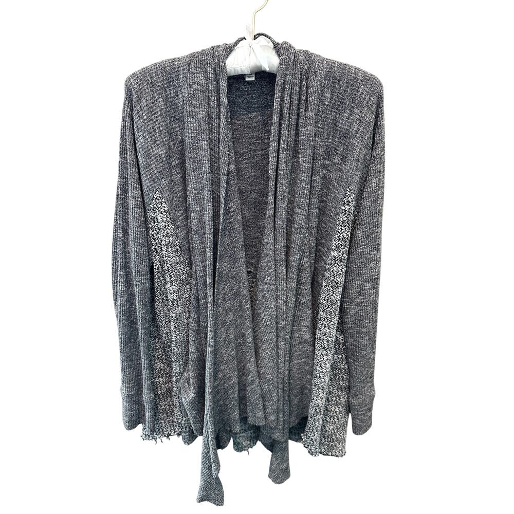 UMGEE | Plus Size Gray Ribbed Knit Open Cardigan Sweater | 2XL